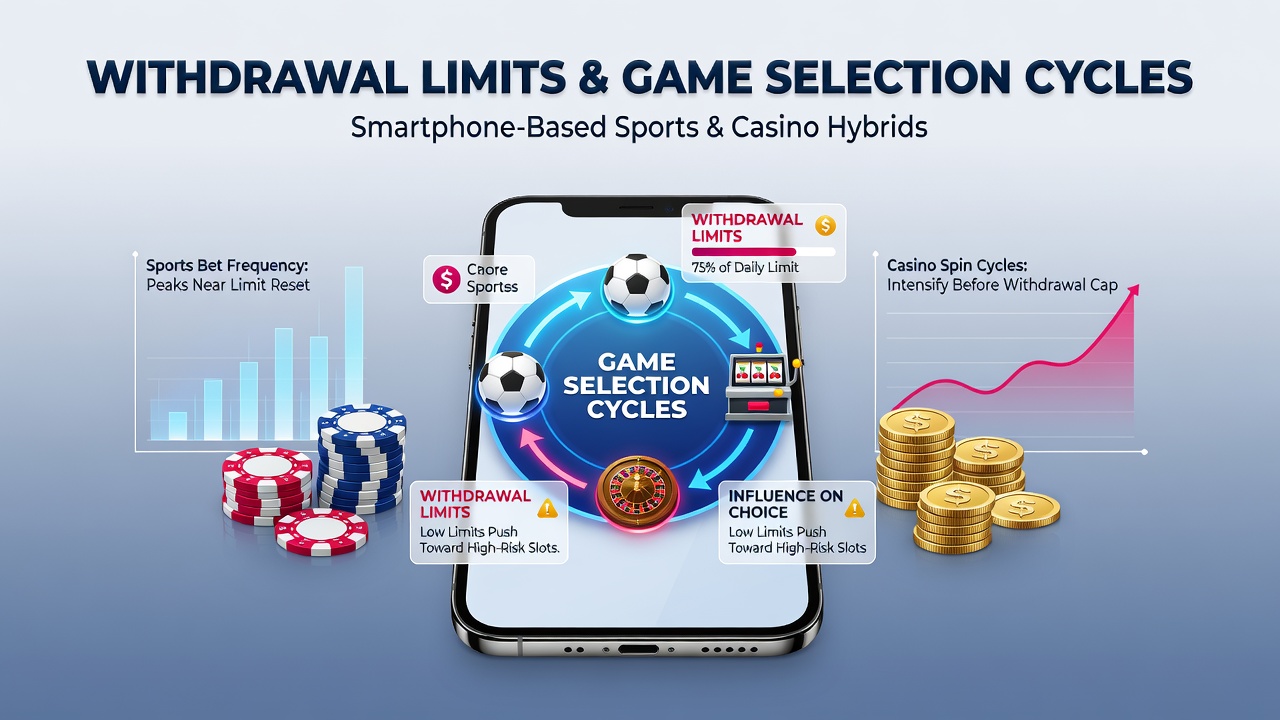 Smartphone screen displaying sports betting and casino game interfaces side by side with withdrawal limit indicators